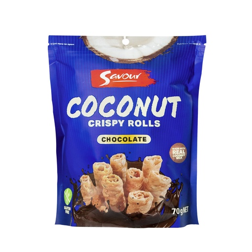 [snacks-00008]  Savour Coconut Crispy Roll Chocolate 70g