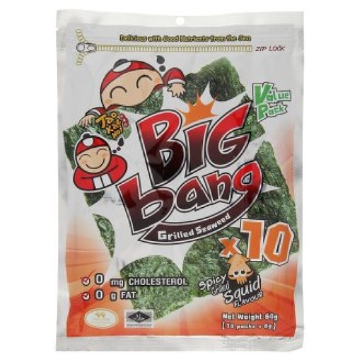 [snacks-00033] TAOKAENOI Big Bang Grilled Seaweed Spicy Grilled Squid Flavor 50g