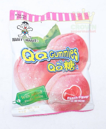 [Snacks & Packaged Food-3232] Want-want QQ Gummies Peach Flavor 70g